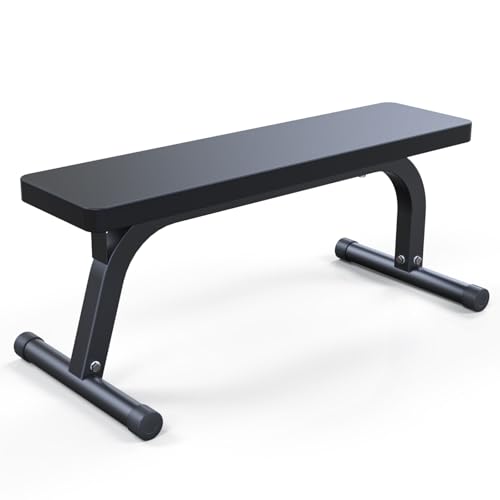 Flat Weight Bench for Home Gym, Commercial Quality, Strength Training, Stable Assembly, Black