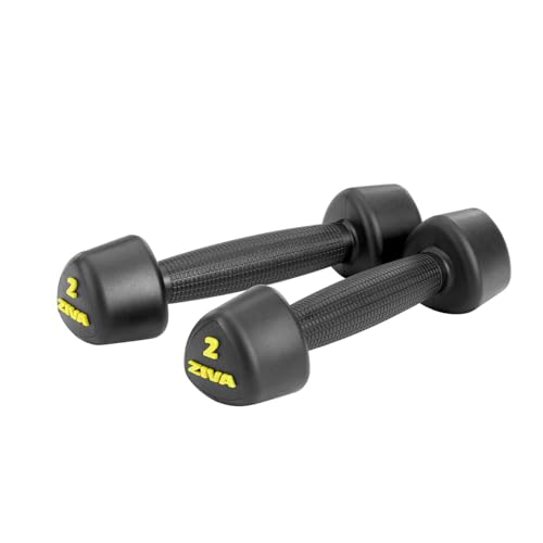 ZIVA RPU Tribell Dumbbell Pair – Premium Urethane-Coated Hand Weights with Ergonomic textured Grip & Steel Core – 2–20 lb Sets in Multiple Colors for Strength Training - color: a. 2lb - BK