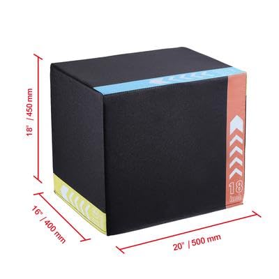 Happybuy 3-in-1 Plyometric Jump Box - 20/18/16 Inch Cotton Fitness BoxIdeal for Home Gym Training, Enhancing Agility and Strength. Anti-Slip, Black