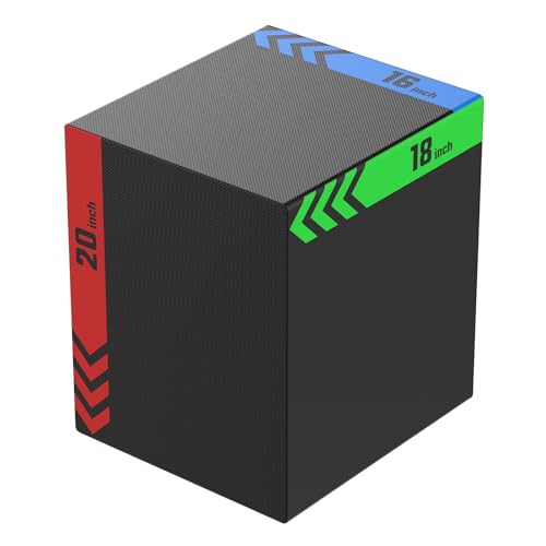 3-in-1 Plyo Box – Plyometric Jump Box with Durable High-Density Foam Core and Non-Slip Surface for Box Jumps, Squats, and Home Gym Workouts - style: Heavy Foam-16x18x20 inch (29lb)