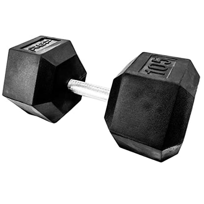 Rep Fitness Rubber Hex Dumbbell(s) - Singles (55LB +) and Pairs (5LB - 50LB) - Low Odor, Fully Knurled Handle - style: 105 LB SINGLE DB