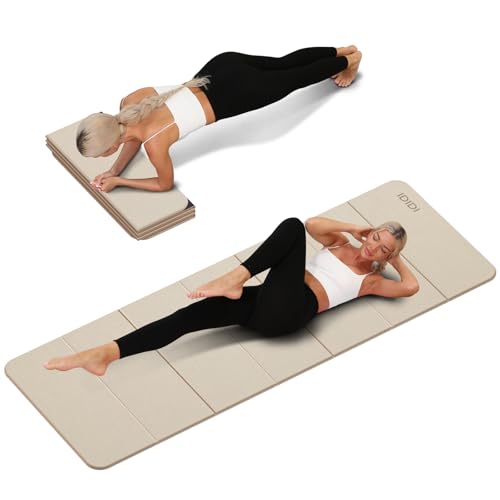 Foldable Yoga Mat Extra Thick 0.32 Inches(8mm) | SGS-certified, odorless POE. Non-slip surface & no curling edges. Great for yoga, Pilates & home gym.