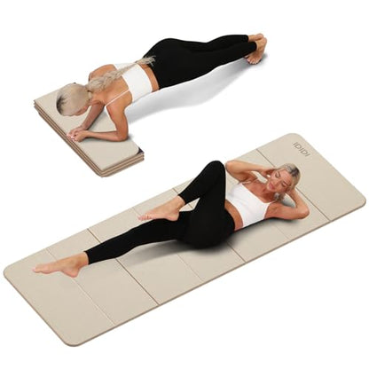 Foldable Yoga Mat Extra Thick 0.32 Inches(8mm) | SGS-certified, odorless POE. Non-slip surface & no curling edges. Great for yoga, Pilates & home gym.