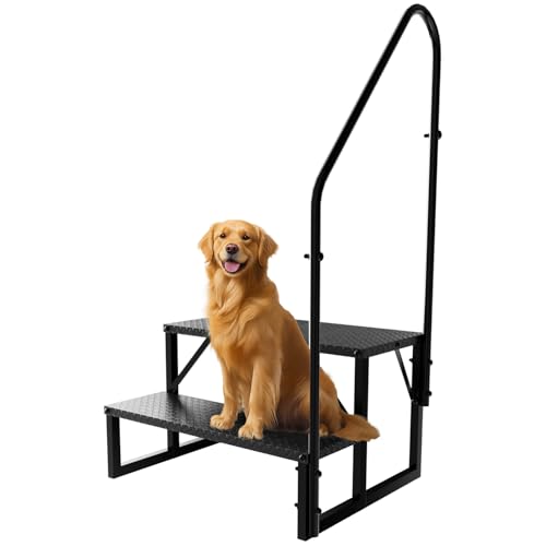 2 Step RV Stairs with Handrail, 660LBS Heavy Duty Anti-Slip Metal RV Steps, Detachable Outdoor Stairs for 5th Wheel/Hot Tub/Mobile Home/Pool - style: 2 Step