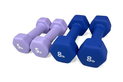 Neoprene Coated Dumbbell Hand Weight Set - style: 26-Pounds total -2 Pairs (5-LB, 8-LB)