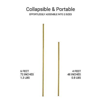HSP 4' & 6' Collapsible Portable Foam Padded and Bendy Yoga Stick and Posture Pole for Deep Stretch, Flexibility, Mobiity Exercises, Balance, and Strength