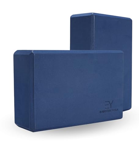 Everyday Yoga Foam Block and Yoga Strap Set, Multi-Color for Yoga, Pilates - color: True Navy, size: 3" Thick - No Strap