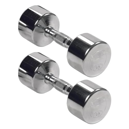 Professional Chrome Dumbbell with Ergo Grip, Heavy-Duty Solid Steel Knurled Handles Hand Weights for Exercise Muscle Toning Home Gym Workout and Training - 2.5 LB - 50 LB Pack of 1, 2 & 4