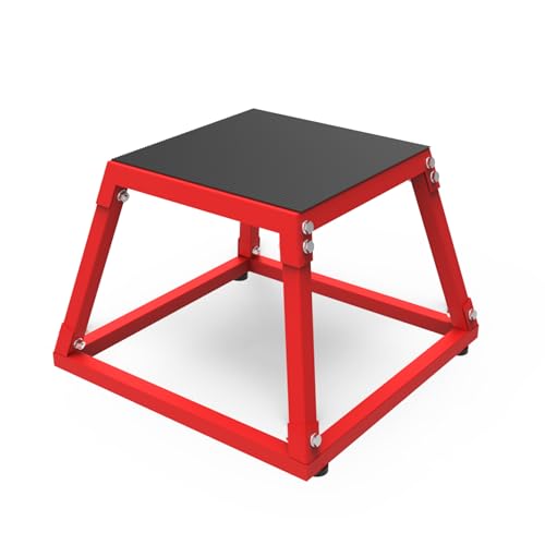 Heavy-Duty Steel Plyometric Jump Box, 12" Anti-Slip Rubber Tread & Stable Trapezoidal Design, Fixed Non-Slip Pads Fitness Jump Platform for Strength Training, Home & Gym Use