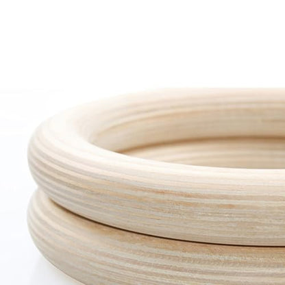 2Pcs Wood Gymnastics Rings Non‑Slip Solid Birch Fitness Rings for Home Workout Fitness Pull Up - color: 28mm 15cm