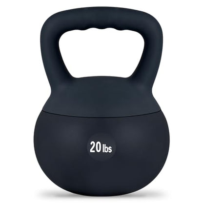 DlandHome Kettlebell Weights Strength Training Kettlebell-Great for Full Body Workout and Strength Training,Easy Grip Handle,PVC Filled with Iron Sand - color: Black-20lbs