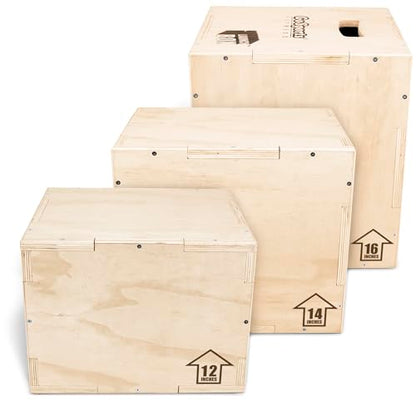 GoSports Fitness 3-in-1 Plyo Jump Box - Small, Standard, or XL - Launch Box Exercises for All Skill Levels - style: Small - 12 Inch x 14 Inch x 16 Inch