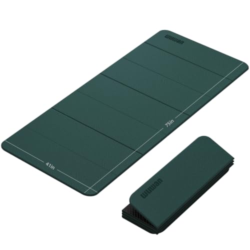 Foldable TPE Yoga Mat Thick 10mm,75" x40"Extra Large Exercise Mats - color: green