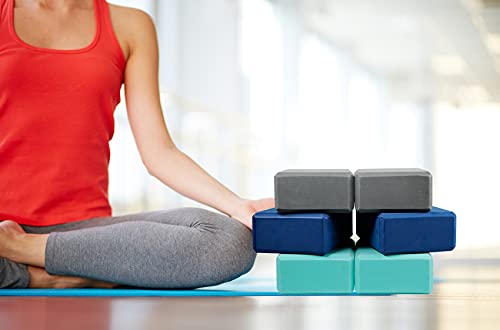 EXERZ Yoga Blocks 2 pack, Gym Blocks, Exercise Workout Fitness Bricks, Pilates Stretch Handstand Non-Slip - color: Grey