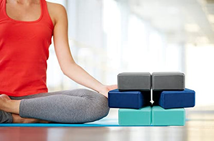 EXERZ Yoga Blocks 2 pack, Gym Blocks, Exercise Workout Fitness Bricks, Pilates Stretch Handstand Non-Slip - color: Grey