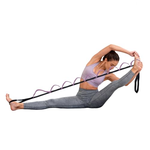 Half-Elastic Stretch Straps with 11 Loops, Stretching Strap for Physical Therapy, Multi-Loop Yoga Strap Fitness Exercise Strap for Yoga, Pilates, Dance, Flexibility&Exercise - color: Half Elastic-Purple