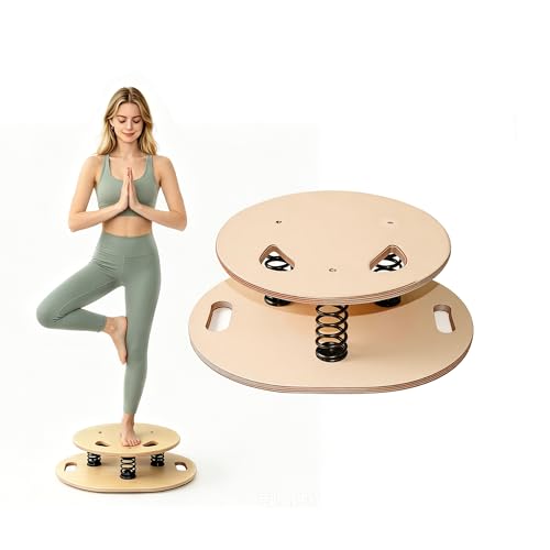Wooden Balance Board – 400 lbs Capacity 360° Dynamic Spring Rebound Wobble Board Exercise Equipment Balance Trainer for Adults Kids Core Strengthening Standing Desk Physical Therapy Surf Training Home Workout