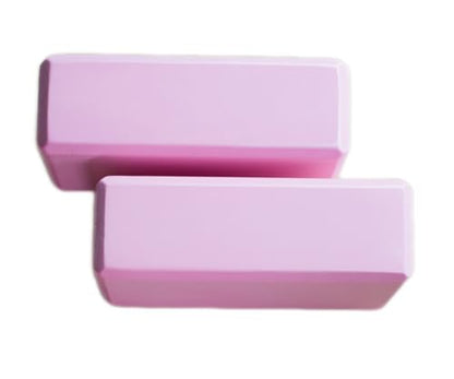 Yoga Block High Density EVA Foam Blocks 2 Packs 9"x6"x3" Each, Supportive, Lightweight with Beveled Edges for Yoga, Pilates, and Meditation - color: Pink
