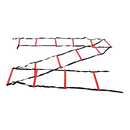 7M Agility Ladder, 14 Rung Fixed Distance Speed Training Equipment with Angle Marks for Soccer Football Fitness Coaches and Athletes - color: Red