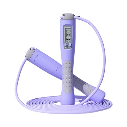 Jump Rope with Counter, Adjustable Length Rapid Speed Workout Skipping Rope,Jump Rope for Women Men,Durable Lightweight Comfortable Jump Ropes for Fitness Boxing Crossfit Exercise Training - color: Purple