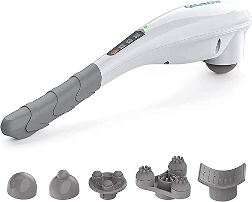 RENPHO Rechargeable Handheld Back Massager with 5 Adjustable Speeds & Modes, Fathers Day Dad Gifts, Cordless Electric Neck Massage Tool for Muscle Relief, Tailored Intensity for Shoulder, Leg, Calf - color: C-white