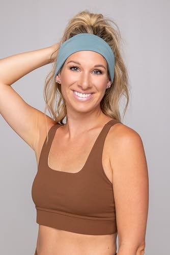 4" Wide Workout Headbands for Women (4 Pack) – Non-Slip Sweatbands for Gym, Running & Yoga - color: Muted