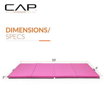 CAP Barbell All Purpose Folding Anti Tear Exercise Training Aerobic Fitness Gym & Gymnastics Balance Mat | Multiple colors - color: Pink, style: 10' x 4' x 3.0" Thick