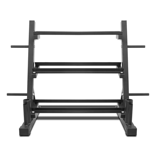 PENSUN Dumbbell Rack – 3 Tier Adjustable Weight Storage Stand with Side Barbell Plate Holder – Multi Purpose Home Gym Organizer for Dumbbells, Kettlebells, Barbell - color: Widened - 1500 LBS (Upgraded)