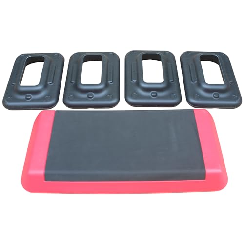 Aerobic Stepper, Adjustable Workout Aerobic Stepper in Fitness & Exercise Step Platform Trainer with 4 Risers - color: Red