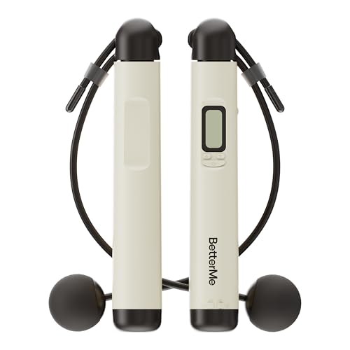 BetterMe Cordless Jump Rope with Counter - Tracks Jump Count & Workout Duration - Height Adjustable Jump Rope for Women and Men - Cordless Indoor Workout