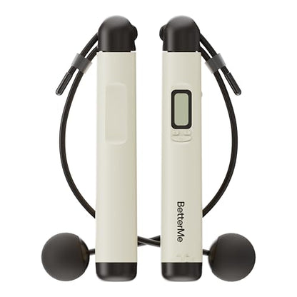 BetterMe Cordless Jump Rope with Counter - Tracks Jump Count & Workout Duration - Height Adjustable Jump Rope for Women and Men - Cordless Indoor Workout