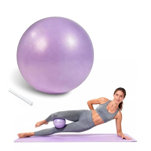 9 Inch Yoga Ball Anti Burst Slip Resistant，Soft Yoga Ball Fitness Ball for Yoga, Core Training, Barre, Stretching at Home Gym & Office - color: Taro Purple