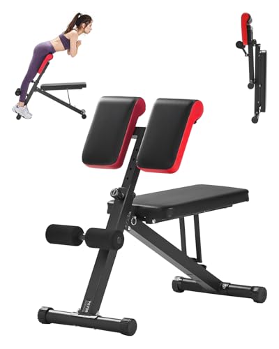 VEVOR Multi-Functional Weight Bench for Full Body Workout, Roman Chair Hyperextension Bench, 330 lbs Adjustable & Foldable Equipment for Back Arm Core Ab Workout, Sit Up Exercise Machine for Home Gym