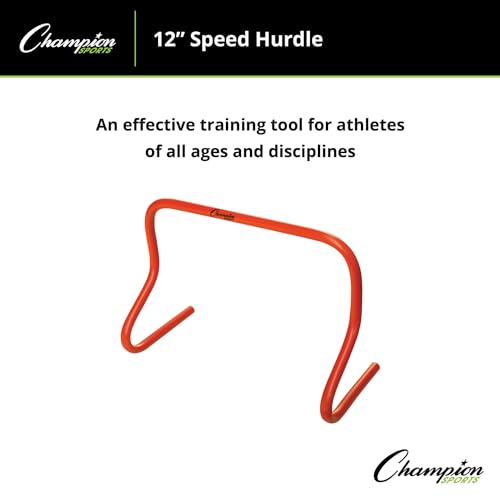 Champion Sports Speed Hurdles – Lightweight Adjustable Agility & Jump Training for Athletes - Speed & Stride Drills, Soccer, Football & Track - style: 12" Orange (Single Hurdle)