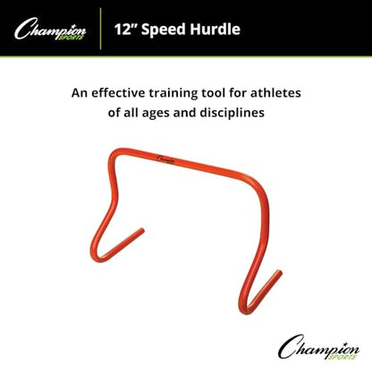 Champion Sports Speed Hurdles – Lightweight Adjustable Agility & Jump Training for Athletes - Speed & Stride Drills, Soccer, Football & Track - style: 12" Orange (Single Hurdle)