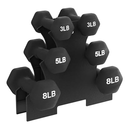 BalanceFrom Neoprene Coated Iron Dumbbell Hex Weights Set with Stand – Color-Coded or Black Options with Non-Slip Grip for Strength Training, Resistance Workouts, and Home Gym Fitness - style: 32lb Set