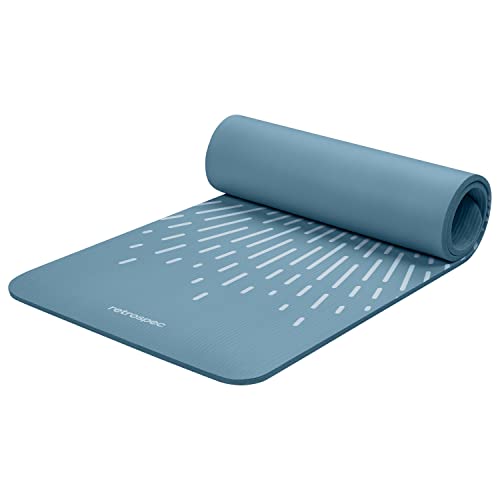 Retrospec Solana Yoga Mat Thick 1/2in Non-Slip Workout Mat with Nylon Strap - 72x24in Exercise Mat for Pilates, Stretching & Fitness - BPA Free, Easy Clean