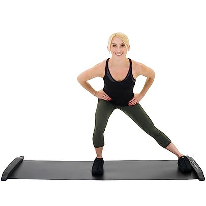 ProsourceFit Slide Board Mat for Exercise 6’ with End Stops, Booties & Carrying Bag for Low-Impact Indoor Home Workouts and Sports Training