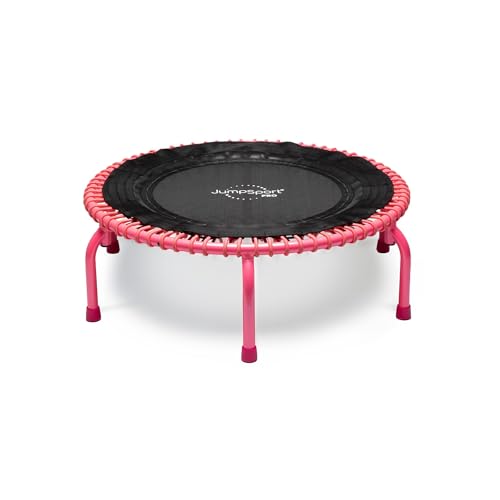 JumpSport 350 PRO 39 Inch Fitness Trampoline Indoor Rebounder Cardio Workout Equipment 300 lb Capacity - color: Pink