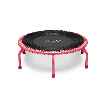 JumpSport 350 PRO 39 Inch Fitness Trampoline Indoor Rebounder Cardio Workout Equipment 300 lb Capacity - color: Pink