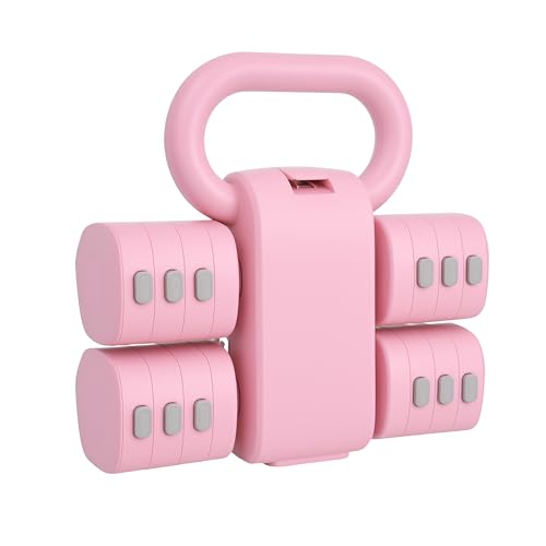 Adjustable Dumbbell Set of 2, 4 in 1 Free Weights for Women with Fast Adjustment, Home Gym & Outdoor Exercise Training, Includes 2.2lb 3.3lb 4.4lb 5.5lb Hand Weights, Compatible with Kettlebells