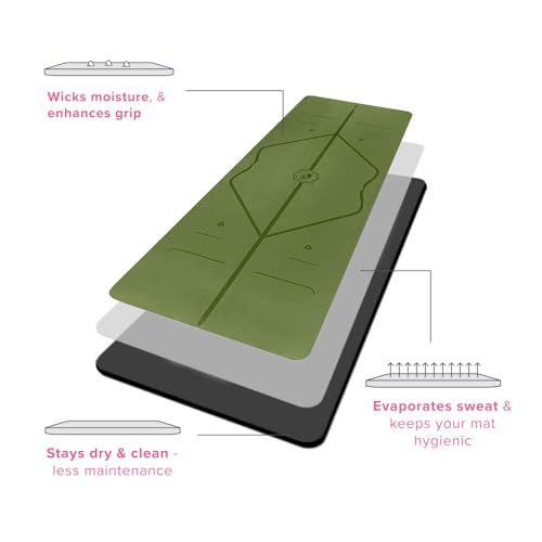 Liforme Travel Yoga mat – Patented Alignment System, Warrior-Like Grip, Non-Slip, Eco-Friendly, Ultra-Lightweight and Sweat Resistant, Made with Natural Rubber