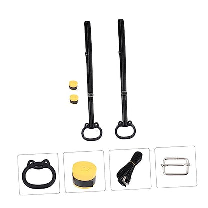 Fitness Gym Rings Set for Children Indoor Training Stretching Pull-Up Rings Straps Adjustable Weight Lifting Exercise Equipment for Home Use