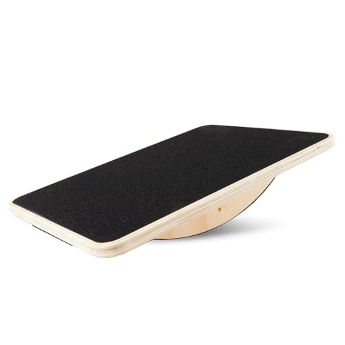 ProsourceFit Wooden Rocker Balance Board Anti-Slip Core Trainer 17.5in (39.5cm) for Physical Therapy, Exercise, Stability Training, Ideal Standing Desk Balance Board, Black