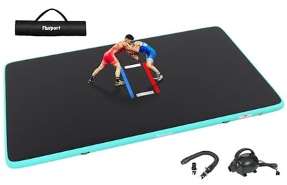 FBSPORT Inflatable Wrestling Mat 10ft/6.6ft/5ft, Outdoor and Indoor PVC Jiu Jitsu Mats, Gymnastics Training Mat Foldable for BJJ, MMA, Martial Art, Boxing, Grappling and Judo