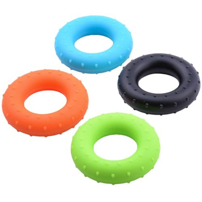 4pcs Silicone Grip Strengthener Set with Finger Exerciser Rings, Multi-resistance Hand Power Trainer for Wrist Rehabilitation and Muscle Strengthening, Home Fitness Tool for Men