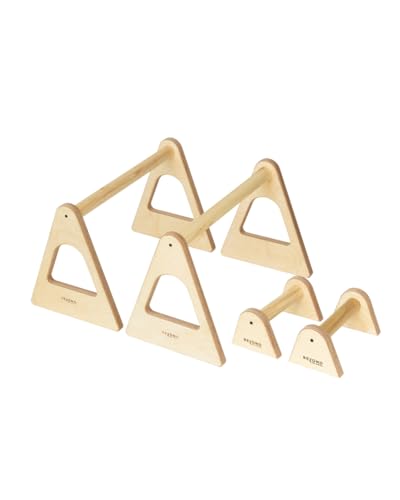 Beyond Balance Wood Parallettes Push-up Bar Dip Station for Gymnastics Calisthenics Acrobatics| Handstands Planche Push-ups L-sits Dips - style: Large