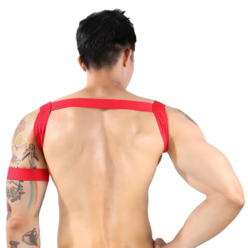 Men's Fitness Chest Harness, Nylon Elastic Resistance Band, Adjustable Muscle Training Strap with Arm Band, Unisex Adult - color: black
