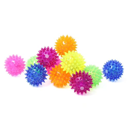 30 Pack LED Light Up Fidget Sensory Bouncy Glow in The Dark Spiky Ball Kids Gifts，Squishy Massage Pet Party Favors Stress Relief Spiky Balls Toy - style: 30 Pack