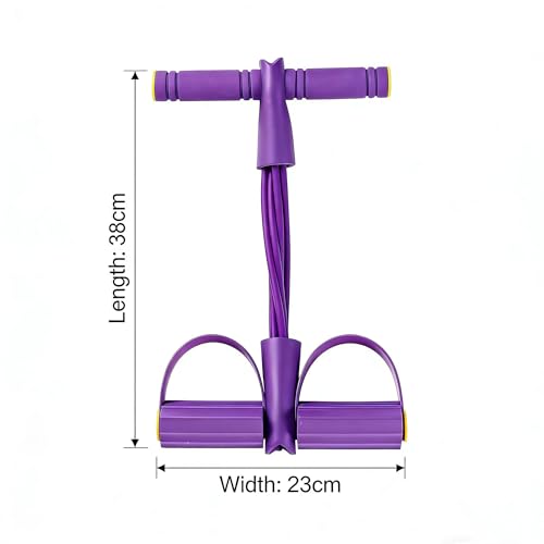 6-Tube Purple Pedal Resistance Band, Portable Home Gym Exercise Equipment for Abdominal, Leg & Arm Training, Yoga Pilates Pull Rope with Foam Handles